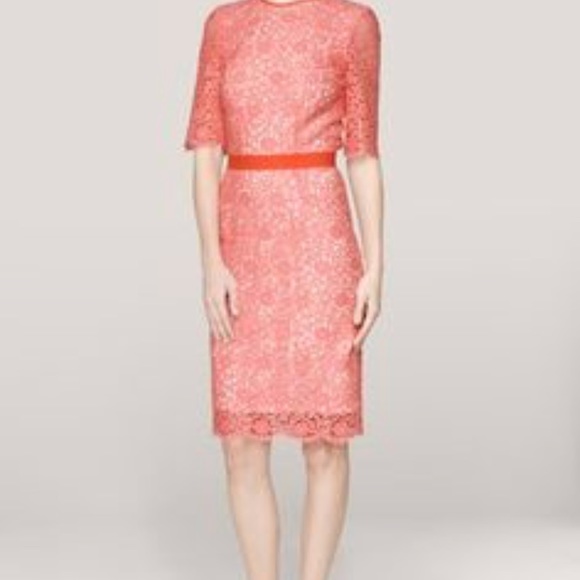 MSGM GORGEOUS backless pink lace dress/red trim - Picture 4 of 7